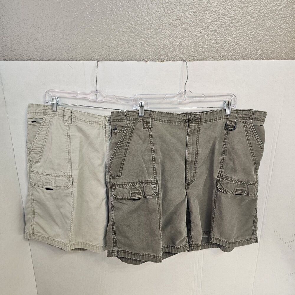 Wrangler Cargo Shorts Lot Sz 44 Army Green Tan Relaxed Fit Utility Casual U0418